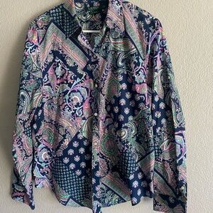 Ralph Lauren Navy and Pink Paisley Shirt